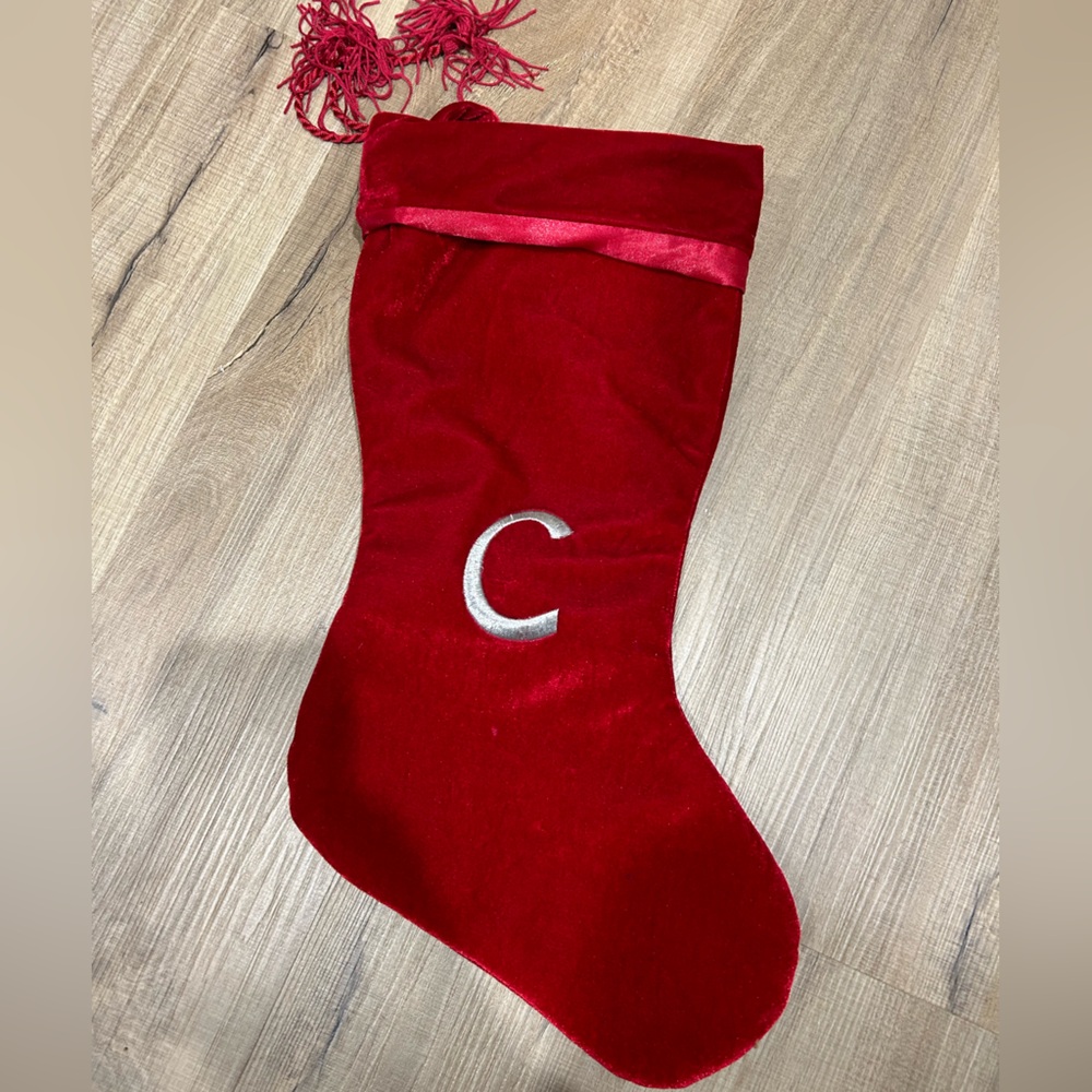 Velvet stocking “C” monogram